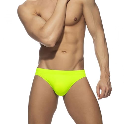 RQPYQF Badeslip Herren, Badehose Herren Kurz Eng Badehose Slip Sommer Badehose Kurz mit Tunnelzug Größe M-2XL YK2401 (FluoGrün, L) von RQPYQF