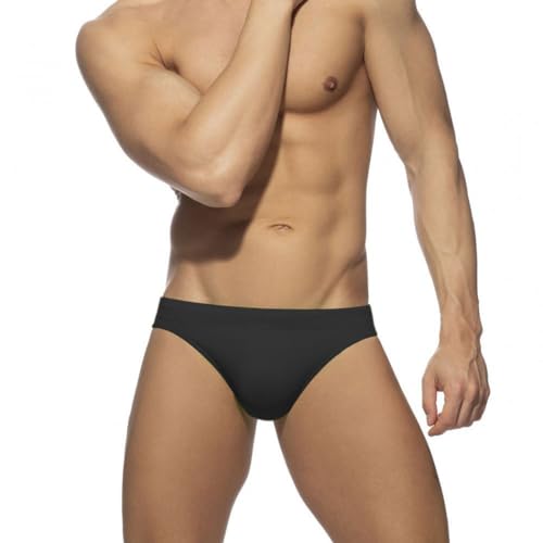 RQPYQF Badeslip Herren, Badehose Herren Kurz Eng Badehose Slip Sommer Badehose Kurz mit Tunnelzug Größe M-2XL YK2401 (Schwarz, XL) von RQPYQF