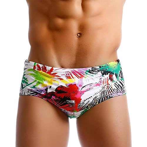 RQPYQF Badeslip Herren, Badehose Herren Kurz Eng Badeslip Sommer Badehose Kurz Slip mit Tunnelzug YK88 Größe M-2XL (Rot, XL) von RQPYQF