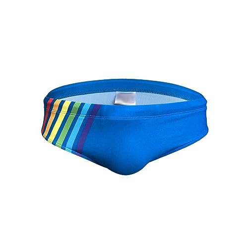 RQPYQF Badeslip Herren, Badehose Herren Kurz Eng Badeslip Sommer Badehose Kurz Slip mit Tunnelzug YK89 Größe M-2XL (Blau, L) von RQPYQF