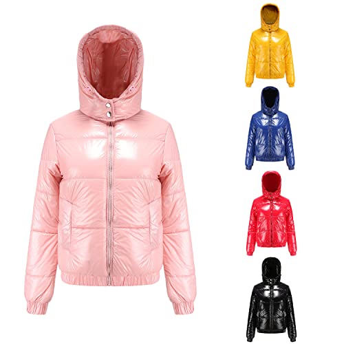 RQPYQF Damen Puffer Jacke Kurz Wintermantel Warm Winterjacke Outdoor Steppjacke Langarm-Baumwolljacke Jacken für Damen WT22 (Rosa, M) von RQPYQF