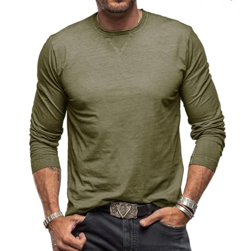 RQPYQF Herren Casual Henley Shirt Langarm Herbst Winter Oberteile Freizeithemd Männer Herren Langarm Shirts Einfarbig CS34 (Hellgrün, XXL) von RQPYQF