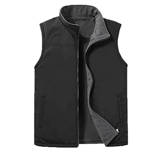 RQPYQF Herren Fleeceweste mit Plüsch Gefüttert Warm Ärmellos Übergangsjacke Thermo Weste Winterweste für Männer (Schwarz, 5XL) von RQPYQF