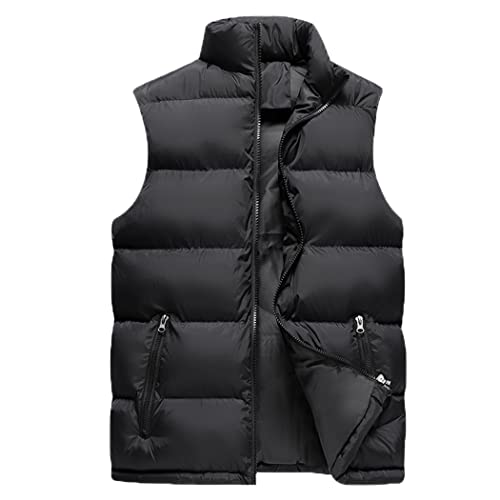 RQPYQF Herren Steppweste mit Stehkragen Dicke Freizeit Winterweste Bodywarmer Wärme Gilet (Schwarz, 6XL) von RQPYQF