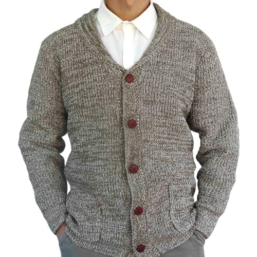 RQPYQF Herren Strickjacke mit Knöpfen Regular Fit, Männer Cardigan Langarm Leicht Übergangsjacke Cardigan Gestrickt Hemd Jacke KS17 (Grün, XL) von RQPYQF