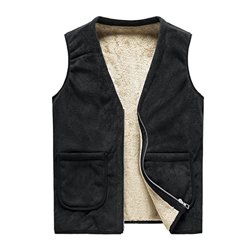 RQPYQF Herren Weste Thermo Freizeitweste Winddicht Arbeitsweste Winter Warme Weste Fleeceweste Softshellweste (Schwarz, XXL) von RQPYQF