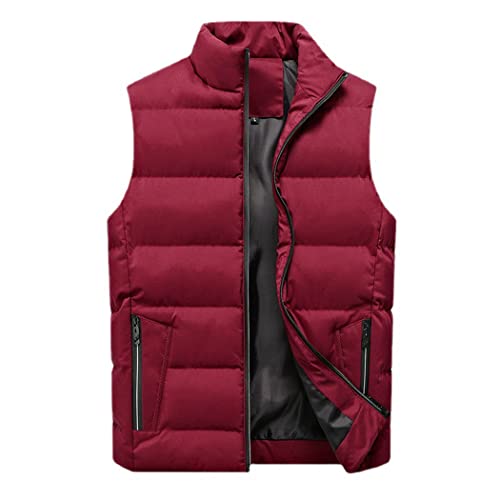 RQPYQF Herren Winter Steppweste mit Stehkragen Wärme Dicke Ärmellose Bodywarmer Slim Outdoorjacke (Rot, 7XL) von RQPYQF