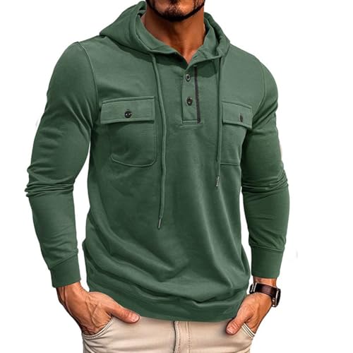 RQPYQF Sweatshirt Herren Langarm Hoodie Einfarbig Kapuzenpullover Casual Langarm Shirts Outdoor Herbst Basic Kapuzenshirt CS43 (Grün, XL) von RQPYQF