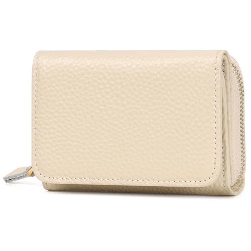 RRANCharltu Portemonnaie Damen Klein Geldbörse Damen Kleines Geldbeutel Klein Portmonee Leder mit Viele Kartenhalter RFID Schutz Mini Geldbörse Kartenhüllen, Cremefarben von RRANCharltu