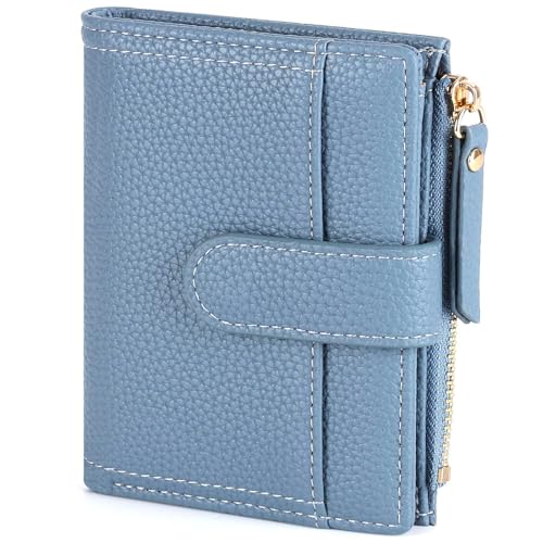 RRANCharltu Geldbörse Damen Leder Portemonnaie Damen klein mit kartenfächern Geldbeutel klein Brieftasche Mädchen mit Reißverschlusstasche und Banknotenfach, Blau von RRANCharltu