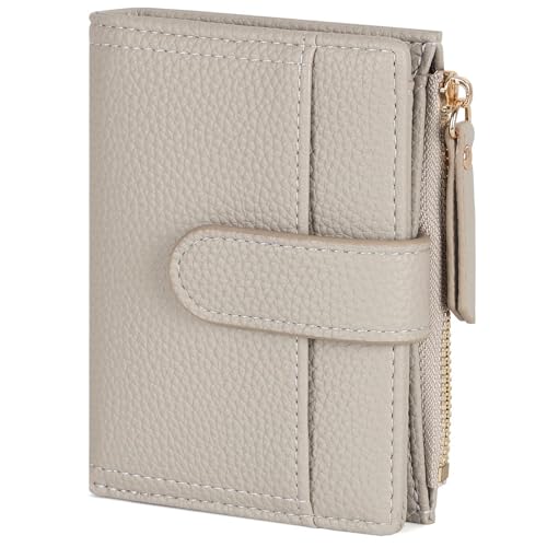 RRANCharltu Geldbörse Damen Leder Portemonnaie Damen klein mit kartenfächern Geldbeutel klein Brieftasche Mädchen mit Reißverschlusstasche und Banknotenfach, Hellgrau von RRANCharltu