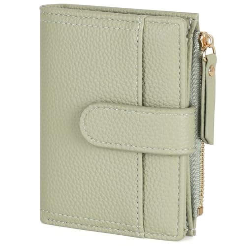 RRANCharltu Geldbörse Damen Leder Portemonnaie Damen klein mit kartenfächern Geldbeutel klein Brieftasche Mädchen mit Reißverschlusstasche und Banknotenfach, Hellgrün von RRANCharltu
