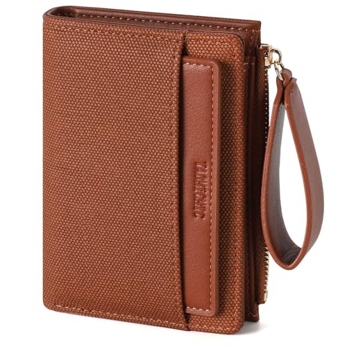 RRANCharltu Geldbörse Damen aus weichem Leder, Portemonnaie Damen klein Geldbeutel klein mit viele Kartenhalter Geldbörse mittelgroß mit Reißverschluss-Armband und Münzfach, Braun von RRANCharltu