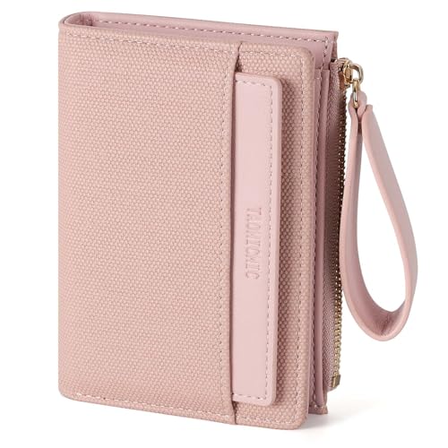 RRANCharltu Geldbörse Damen aus weichem Leder, Portemonnaie Damen klein Geldbeutel klein mit viele Kartenhalter Geldbörse mittelgroß mit Reißverschluss-Armband und Münzfach, Rosa von RRANCharltu