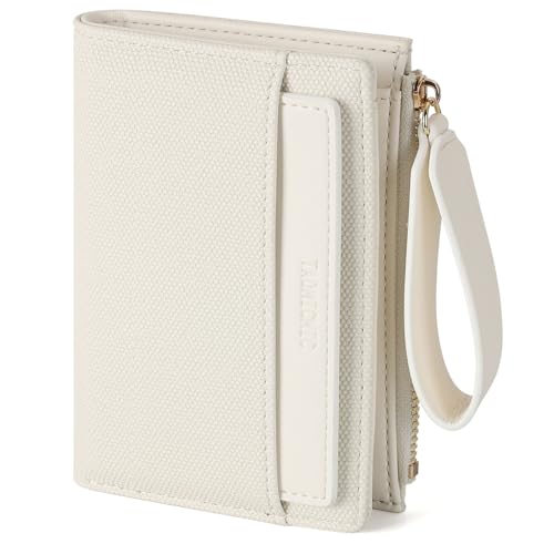 RRANCharltu Geldbörse Damen aus weichem Leder, Portemonnaie Damen klein Geldbeutel klein mit viele Kartenhalter Geldbörse mittelgroß mit Reißverschluss-Armband und Münzfach, Weiß von RRANCharltu