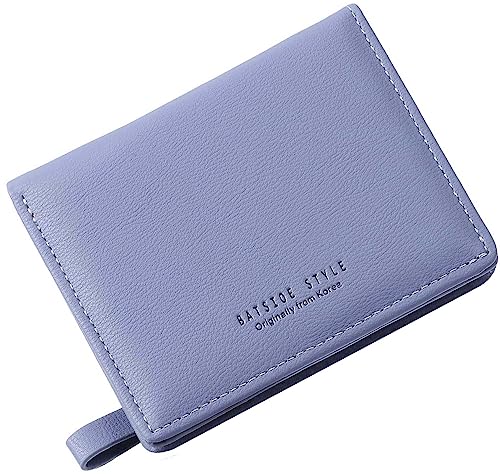 Geldbörse Damen klein Leder Kleines Portemonnaie Mini Kurzer Damen Geldbeutel mit Zipper Münzfach Brieftasche, Blau von RRANCharltu