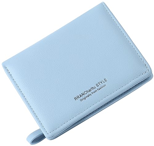 RRANCharltu Geldbörse Damen klein Leder Kleines Portemonnaie Mini Kurzer Damen Geldbeutel mit Zipper Münzfach Brieftasche, Himmelblau von RRANCharltu