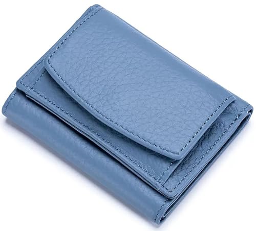 Kleines Portemonnaie Damen Echtleder mit RFID-Schutz kleine Geldbörse Damen mit Münzfach Mini Geldbeutel mit Kartenfächer, Blau Kleines Portemonnaie Damen Echtleder mit RFID-Schutz kleine Geldbörse Damen mit Münzfach Mini Geldbeutel mit Kartenfächer, Blau von RRANCharltu