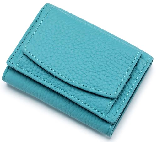 Kleines Portemonnaie Damen Echtleder mit RFID-Schutz kleine Geldbörse Damen mit Münzfach Mini Geldbeutel mit Kartenfächer, Himmelblau Kleines Portemonnaie Damen Echtleder mit RFID-Schutz kleine Geldbörse Damen mit Münzfach Mini Geldbeutel mit Kartenfächer, Himmelblau von RRANCharltu