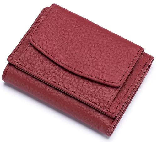 Kleines Portemonnaie Damen Echtleder mit RFID-Schutz kleine Geldbörse Damen mit Münzfach Mini Geldbeutel mit Kartenfächer, Weinrot Kleines Portemonnaie Damen Echtleder mit RFID-Schutz kleine Geldbörse Damen mit Münzfach Mini Geldbeutel mit Kartenfächer, Weinrot von RRANCharltu