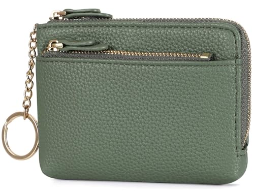 RRANCharltu Portemonnaie Damen klein, Schlüsseltasche Weichem Leder Mini Geldbörse Münzbörsen für Damen Kleiner Geldbeutel mit Reißverschluss Kartenfächer Brieftasche Mädchen, Dunkelgrün von RRANCharltu