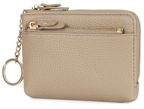 RRANCharltu Portemonnaie Damen klein, Schlüsseltasche Weichem Leder Mini Geldbörse Münzbörsen für Damen Kleiner Geldbeutel mit Reißverschluss Kartenfächer Brieftasche Mädchen, Grau von RRANCharltu