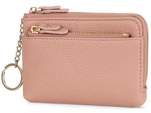 RRANCharltu Portemonnaie Damen klein, Schlüsseltasche Weichem Leder Mini Geldbörse Münzbörsen für Damen Kleiner Geldbeutel mit Reißverschluss Kartenfächer Brieftasche Mädchen, Rosa von RRANCharltu