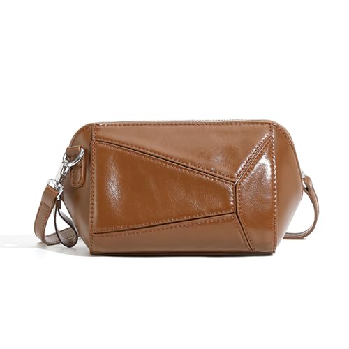 RRCJXLQDSF Handtasche Damen Klein mit Geometrischem Design | Moderne Umhängetasche in Leder-Optik, Elegante Schultertasche & Clutch mit Reißverschluss (Brown) von RRCJXLQDSF