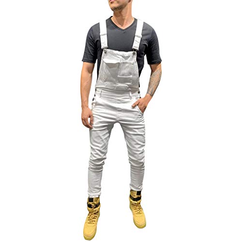 Herren Denim Latzhose Bib Overall Shorts Lose Sommer Workwear Verstellbare Lässige Jeans Kurz Jumpsuit Rompers Jeans Latzhose Jeans Latzhose und Hosenträger Overall Pro Heavy Duty Workwear Pants von RRGEAR