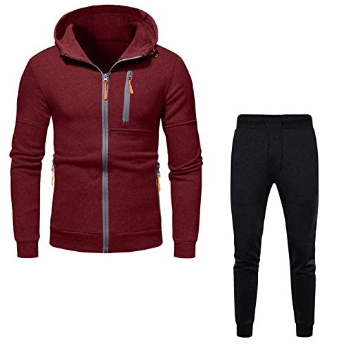 Herren Freizeitanzug Jogginganzug Männer lange Trainingsanzug - Jumpsuit Sportanzug Fitness Training Freizeit Kapuzenjacke Hoodie Jogginghose Herren Outfit Komplett Set Neujahr/Geburtstag Geschenke von RRGEAR