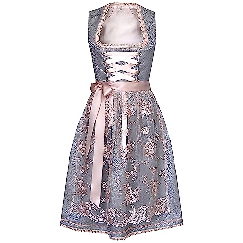 RRGEAR Damen Dirndl Oktoberfest Trachtenkleid Dirndl Kleidung für Oktoberfest 3tlg Kleid, Bluse, Schürze Oktoberfest Outfit Damen Dirndlbluse Halbarm von RRGEAR