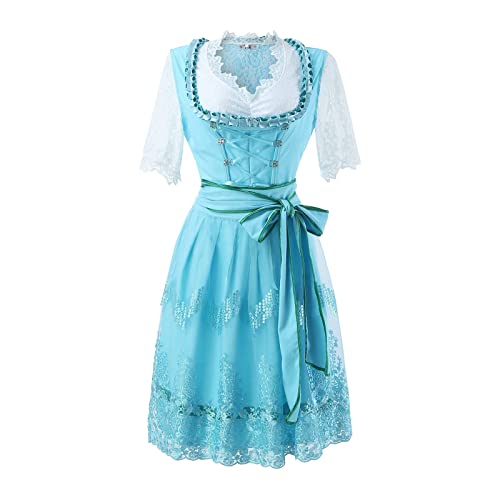 RRGEAR Damen Dirndl Roseline Kleid für besondere Anlässe Dirndl Damen midi 3tlg.Trachtenkleid für Oktoberfest,Karneval Oktoberfest Outfit Damen Arbeit/Bankett von RRGEAR