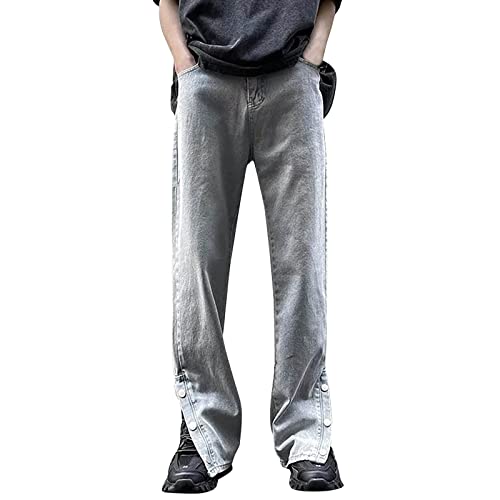 RRGEAR Herren Hip Hop Jeanshose Schwarz Hipster Style Baggy Jeans Herren Jeans Baggy Hosen Herren Y2K Baggy Jeans Teenager Jungen Bein Jeans Power Stretch Jeans Trousers for Men von RRGEAR