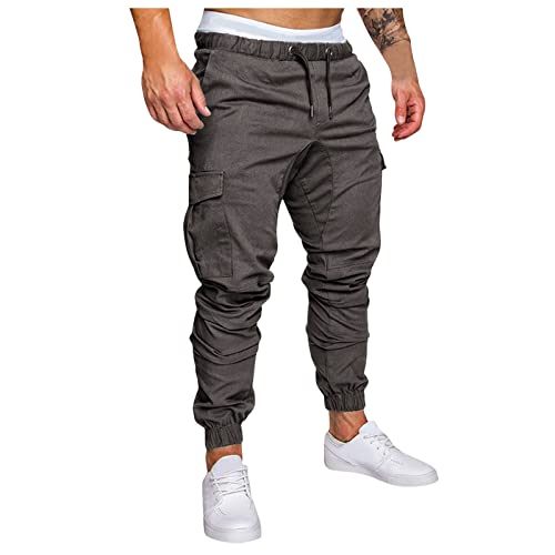 RRGEAR Herren Hose Lang Rangerhose Herren Hose Lang Regular Fit mit Taschen Elastischer Bund Trainingshose Herren Jogginghose Herren Grau von RRGEAR