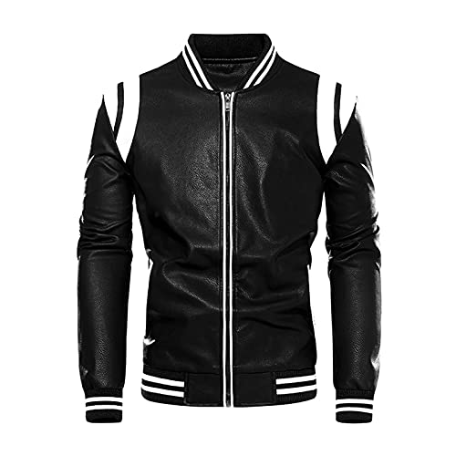 RRGEAR Herren Jacke Lederjacke Echtleder Leder Übergangsjacke Men Jacket Winter College Jacke Herren für Freizeit Sport von RRGEAR