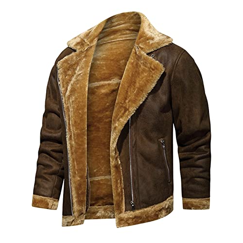 RRGEAR Herren Jacke aus Kunstleder Winter mit Stehkragen Motorrad Piloten Reißverschluss lässig Lederjacke Biker Lederjacke Herren Mens Winter Jacket FüR VäTer/Freunde/EhemäNner/SöHne von RRGEAR