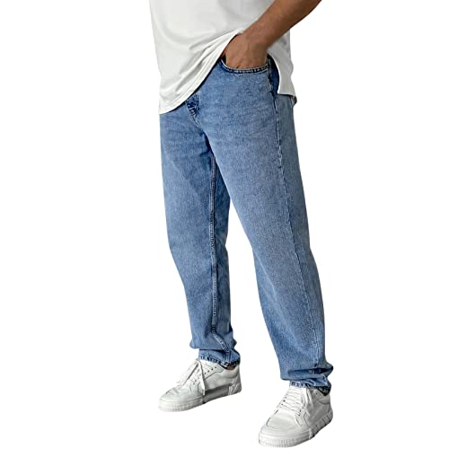 RRGEAR Herren Jeans Regular Fit Straight Leg Basic Style Stretch Denim Hose Vintage Baggy Männer Blau Jeanshose Hip Hop Teenager Jungen Streetwear Y2K Jeans Baggy Hose Herren von RRGEAR