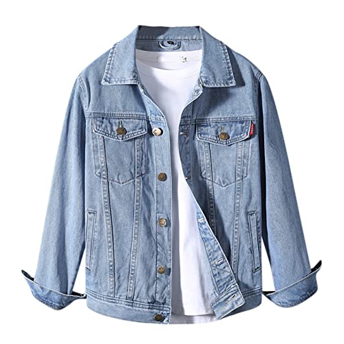 RRGEAR Herren Jeansjacke Jacke Jeans Übergangsjacke Sommerjacke Frühlingsjacke Herbstjacke Vintage Herrenjacke Herbst Übergangs Denim Bikerjacke Jacket Jeans Jacket Damen S/M/L/XL/5XL von RRGEAR