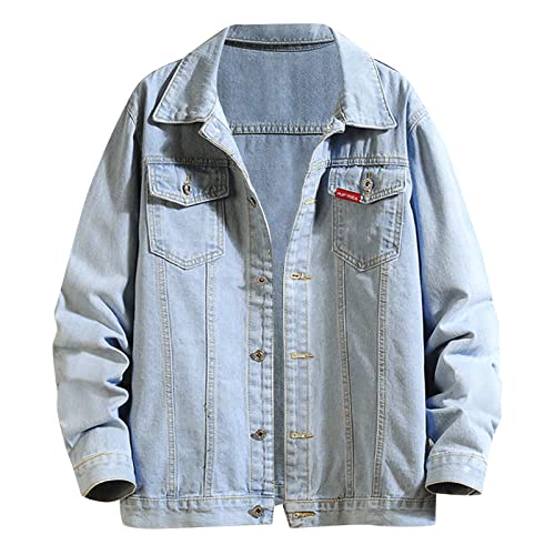 RRGEAR Herren Jeansjacke Jacke Jeans Übergangsjacke Sommerjacke Frühlingsjacke Herbstjacke Vintage Herrenjacke Herbst Übergangs Denim Bikerjacke Jacket üBergangsjacken Größe XS - 5XL von RRGEAR