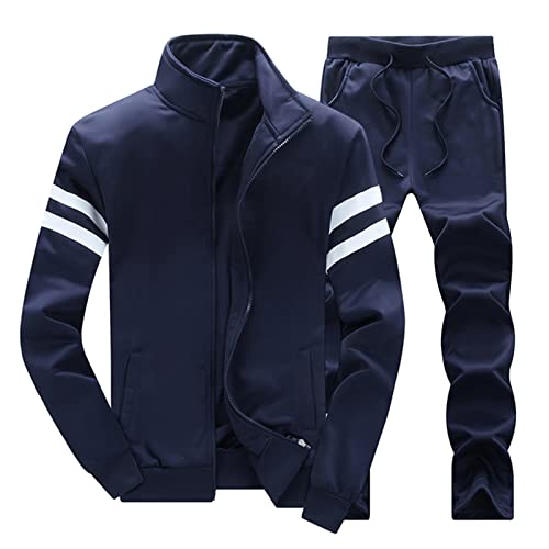 RRGEAR Herren Jogginganzug Sportanzug Fitness Jogging Traininganzug Freizeitanzug Fitnessanzug Gym Basic Design Jacke Hose Kapuze Sport Gym Männer Jogginganzug FüR Herren Freizeit/Komfort von RRGEAR