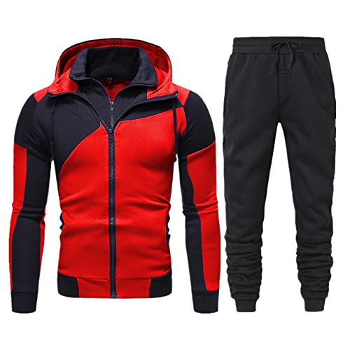 RRGEAR Herren Jogginganzug Trainingsanzug Sportanzug Jogger Fitness Herren Trainingsanzug Sportanzug Jungen Jogging Anzughose Herren Set Freizeit Fitness-Anzug Sportbekleidung Tracksuit S-5XL von RRGEAR