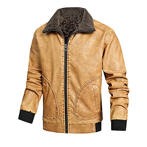 RRGEAR Herren Lederjacke Kunstleder Bikerjacke Übergangsjacke Slim Fit Herren Jacke Lederjacke & Kunstleder Männer Übergangsjacke Lederjacke Herren Waterproof Jacket Men von RRGEAR