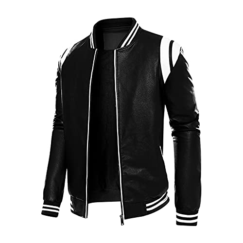 RRGEAR Herren Lederjacke aus Leder-Imitat | Motorradjacke Bikerjacke Bomberjacke Winterjacke Herren Warm Geschenk für Freund/Ehemann/Sohn von RRGEAR