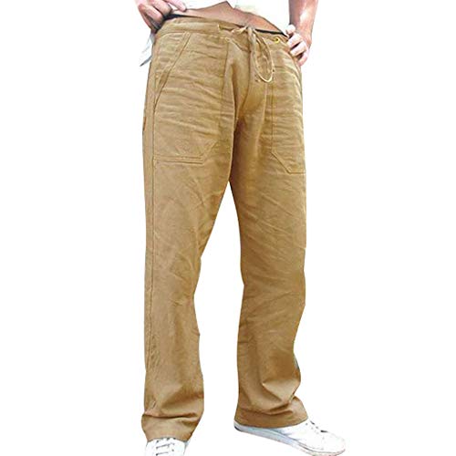 RRGEAR Herren-Leinenhose, lässige Yogahose, Leichter Kordelzug, entspannte Passform Herren Sommerhose Leinen Baumwolle Leicht perfekte für Männer von RRGEAR