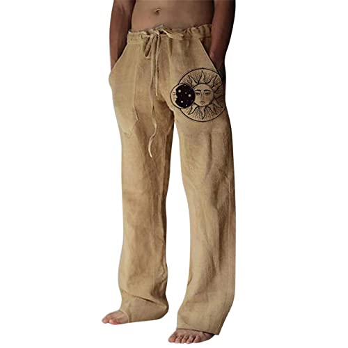 RRGEAR Herren Leinenhose Freizeithose Kordelzug Leichte Sommer Strand Hose Schlupfhose Herren S - 5XL von RRGEAR