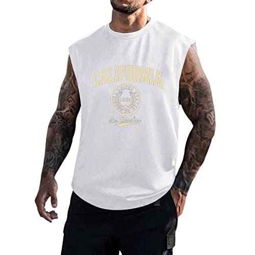 RRGEAR Herren Tank-Top Hawaii Beach Palme Muskelshirt Muscle Shirt Herren Bedrucktes Baumwoll-Tank Top Tang Tops Mann Herren Tshirts Für Papa/Freund/Ehemann/Sohn von RRGEAR