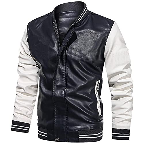 RRGEAR Kunstlederjacke Herren, Motorrad-Revers Asymmetrisch Reißverschluss Blet Slim Fit Biker Coat Steppjacke Herren üBergangsjacke Softshell Herren von RRGEAR