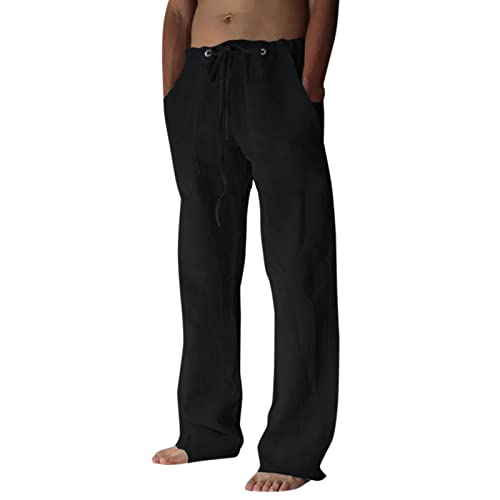 RRGEAR Leinenhose Herren, Stoffhose männer weiße Hose Freizeithosen leichte leinenhosen Freizeithose Herren Lang Und Leicht Für Papa/Freund/Ehemann/Sohn von RRGEAR