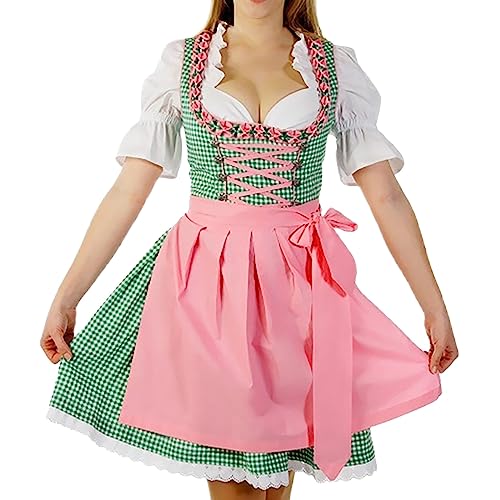 RRGEAR Oktoberfest Kostüm für Damen, deutsches Dirndl Kleid, traditionelle bayerische Karnevalsparty, Bierfest Mädchen Kostüm, Oktoberfest Dirndl-Kleid, Dienstmädchen Uniform Anzug S-5XL von RRGEAR