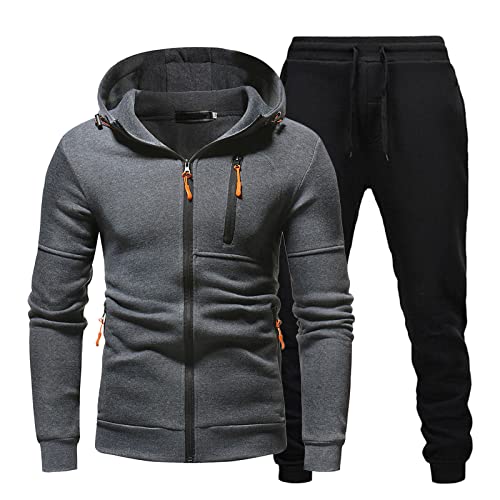 RRGEAR Trainingsanzug Herren Langarm Einfarbig Jogginganzug Freizeit Sport Laufanzug Tracksuit Sweatjacke Sporthose Fitness Sportanzug mit Reißverschluss Herren Trainingsanzug TrainingsanzüGe von RRGEAR